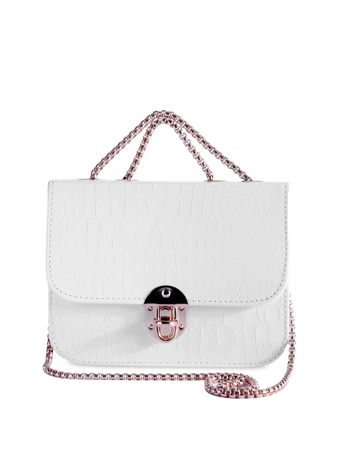 

DN Creation White Textured PU Shopper Tote Bag with Quilted