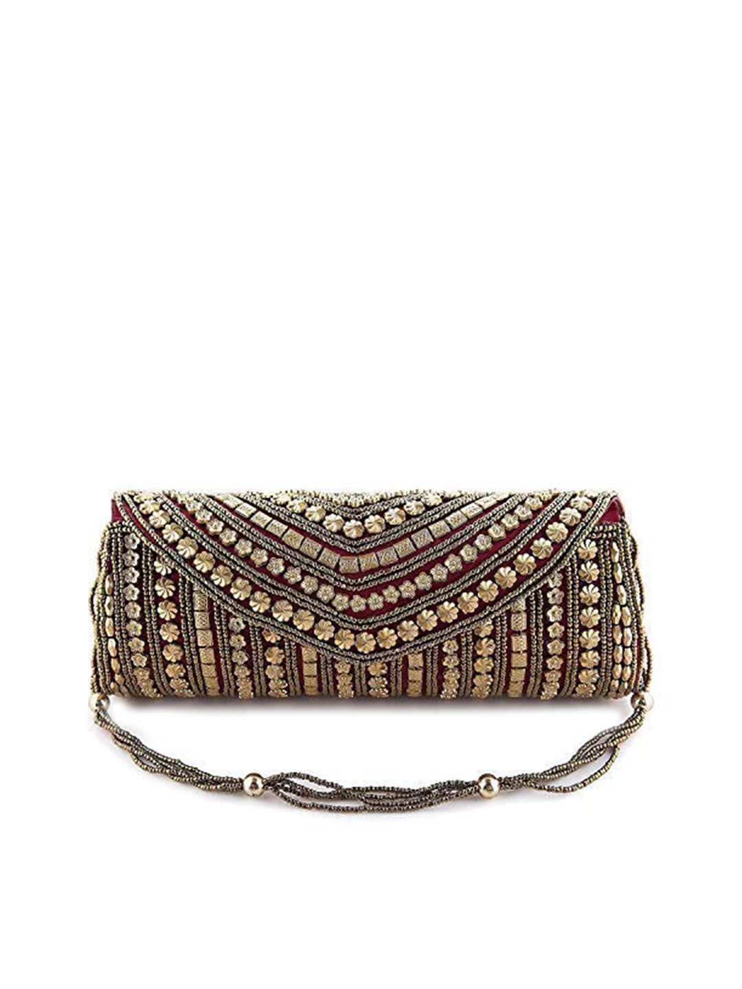 

DN Creation Maroon Geometric Embellished Shopper Sling Bag