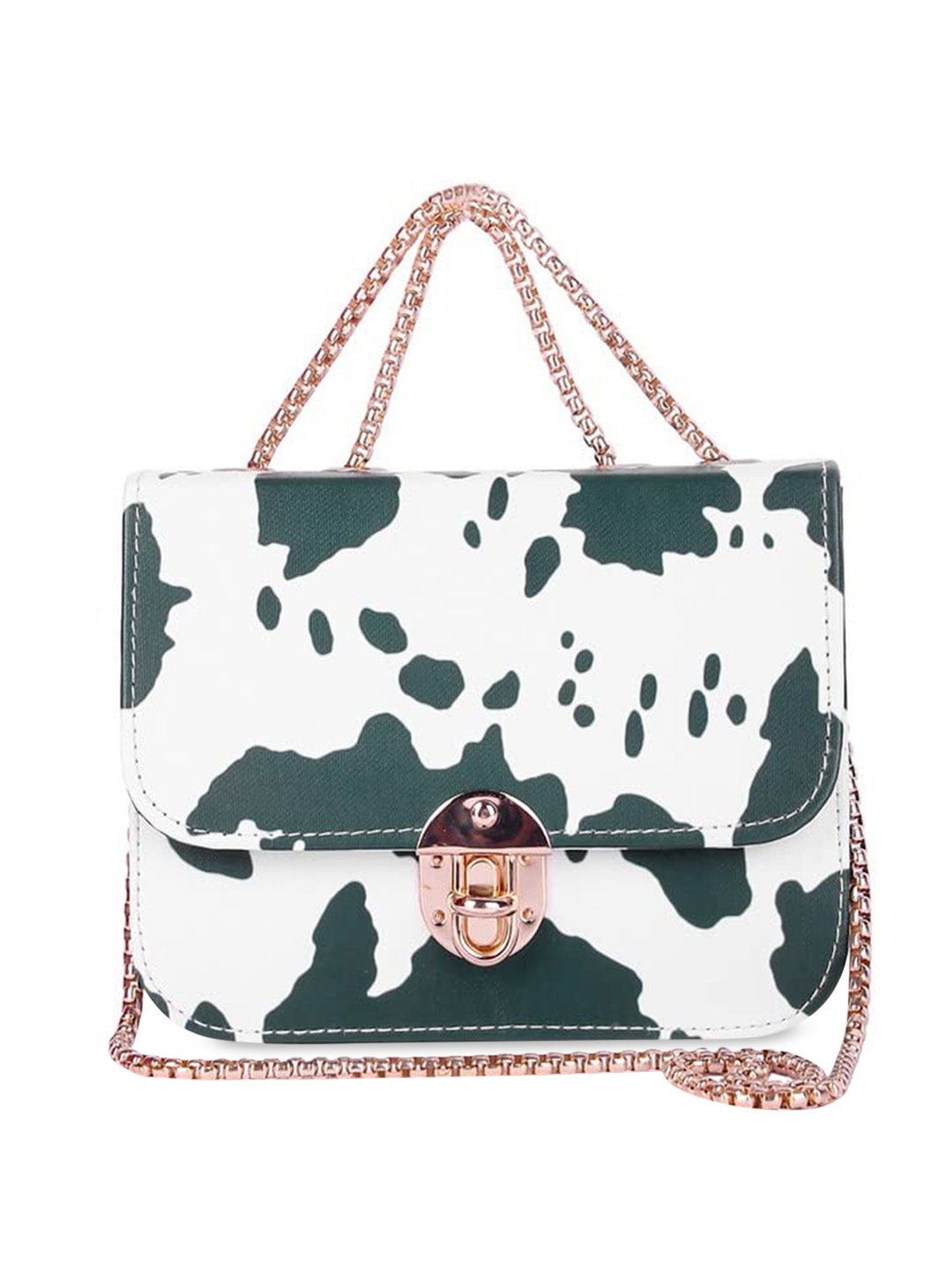 

DN Creation Green Printed PU Oversized Shopper Tote Bag with Applique