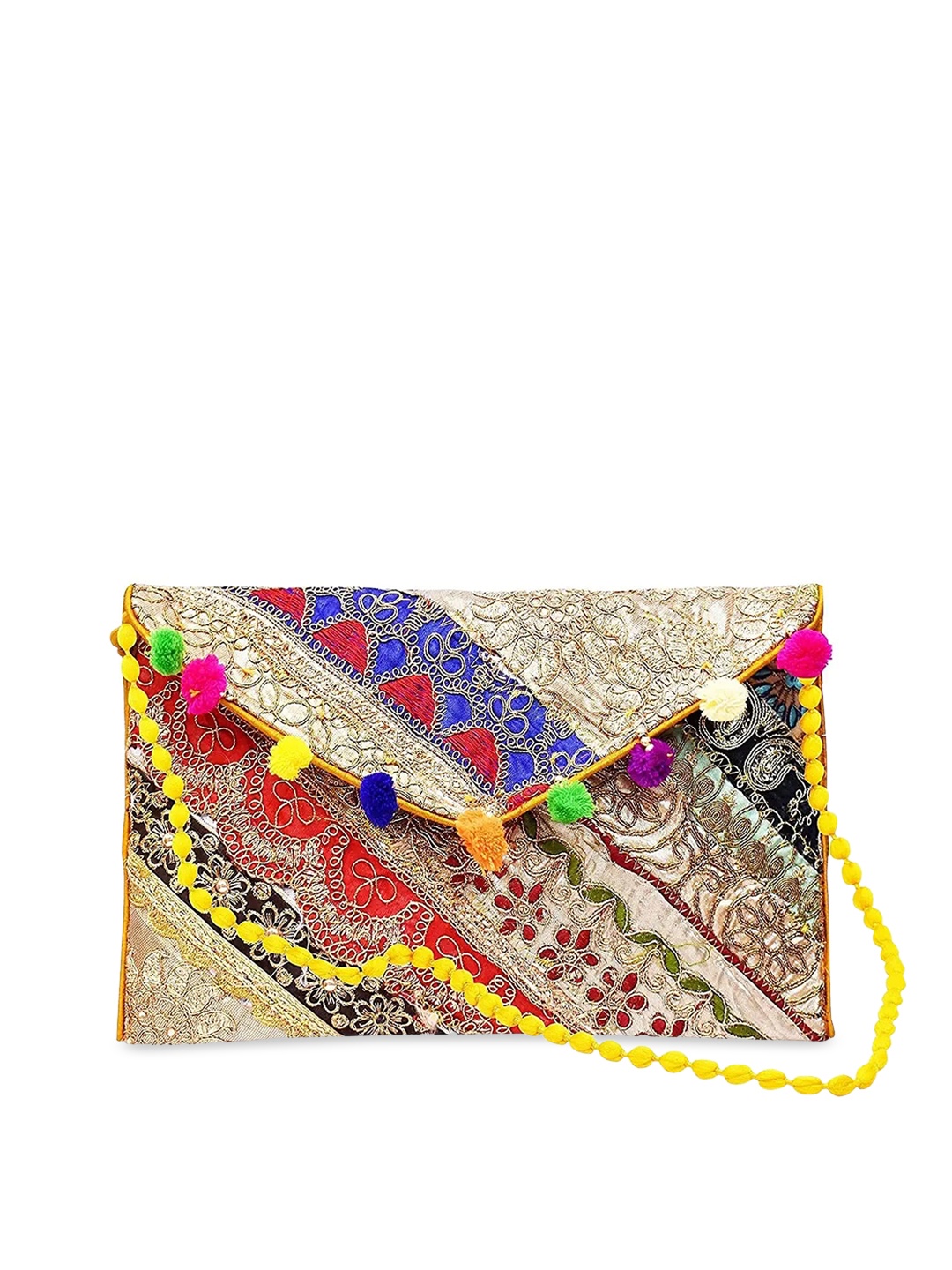 

DN Creation Yellow Embellished PU Oversized Structured Sling Bag