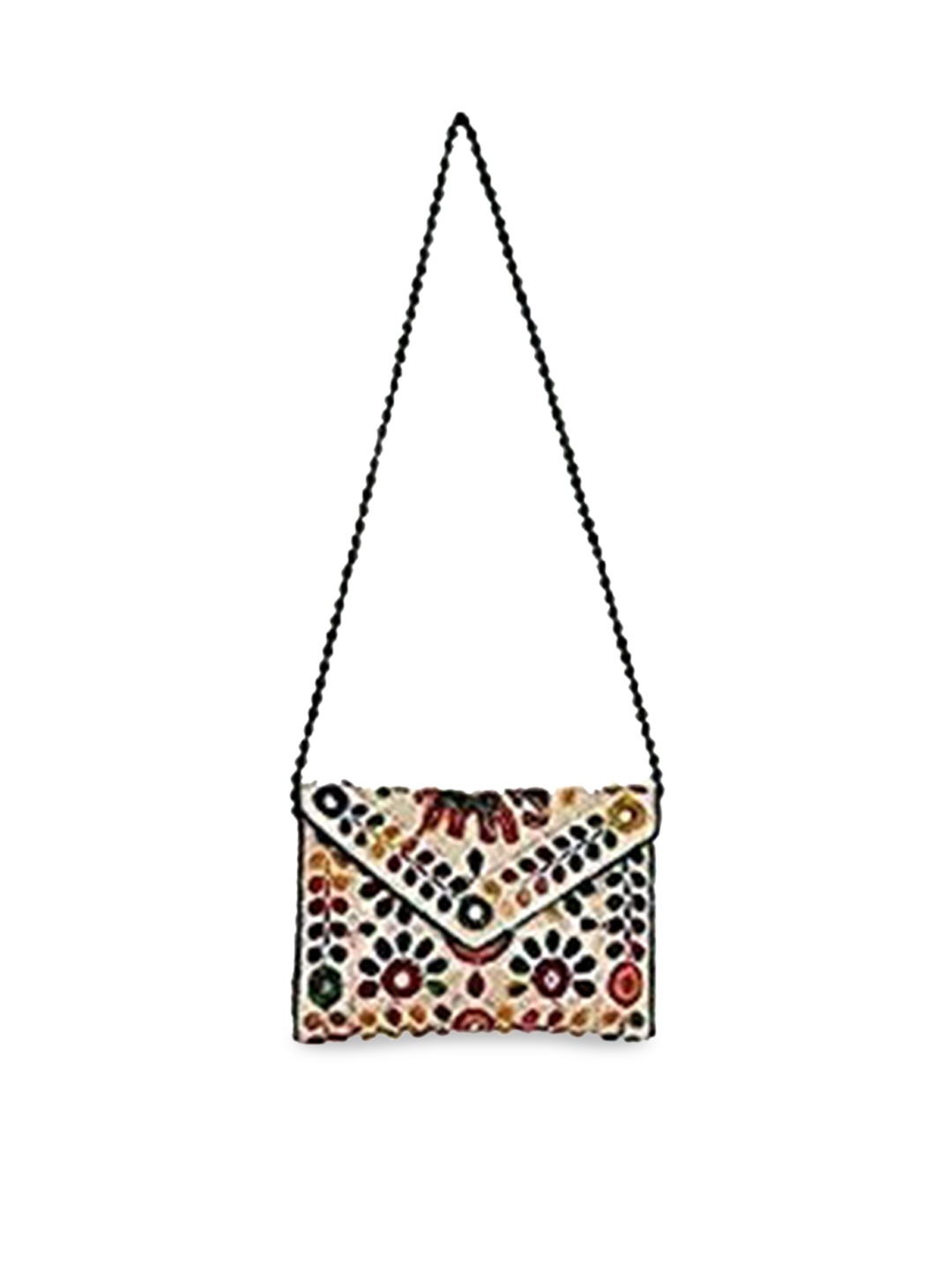 

DN Creation Cream-Coloured Floral Embellished PU Swagger Sling Bag