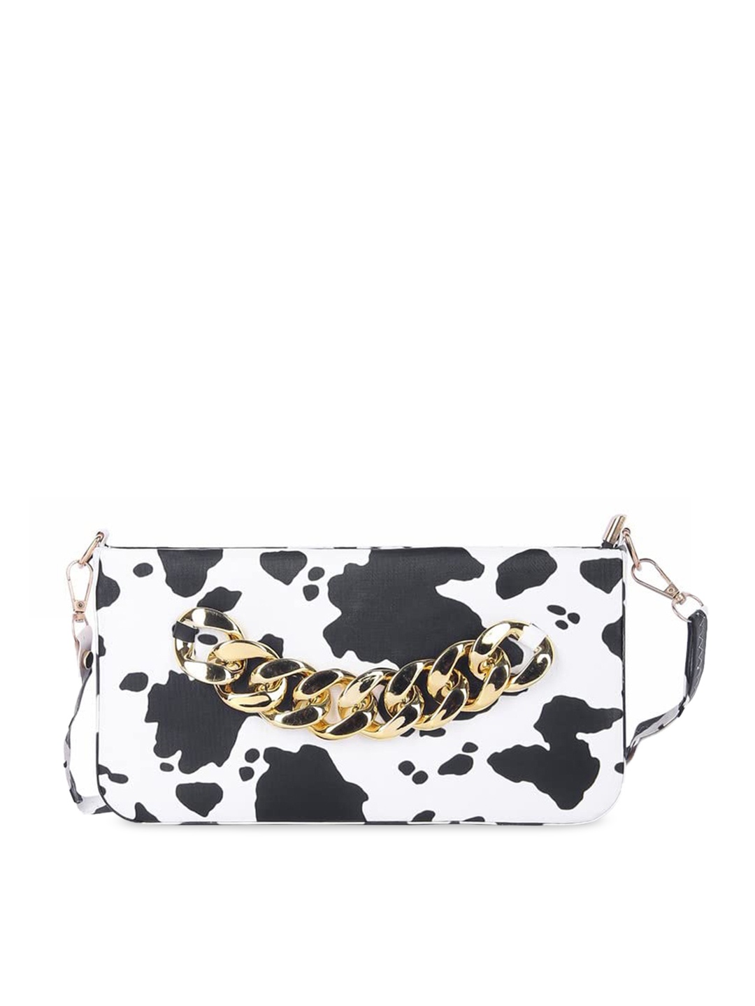 

DN Creation Black Floral Printed PU Shopper Sling Bag with Cut Work