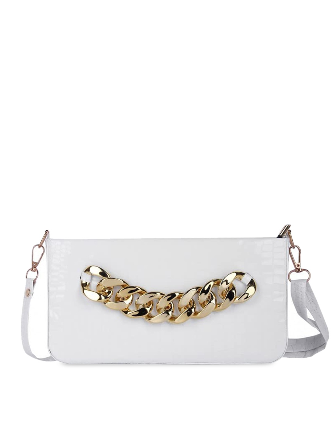 

DN Creation White Embellished PU Oversized Swagger Sling Bag