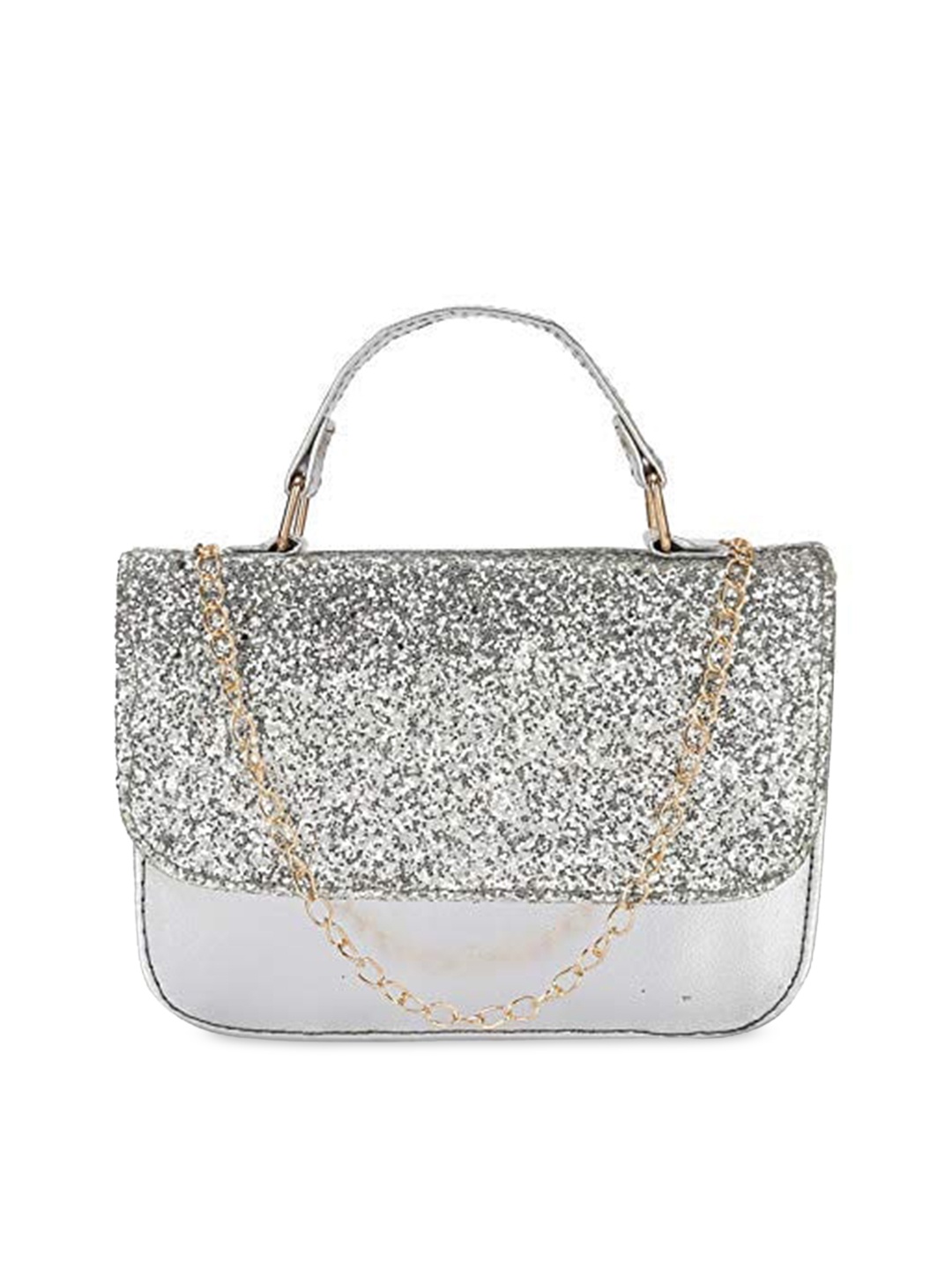 

DN Creation Silver-Toned Embellished PU Oversized Structured Tote Bag