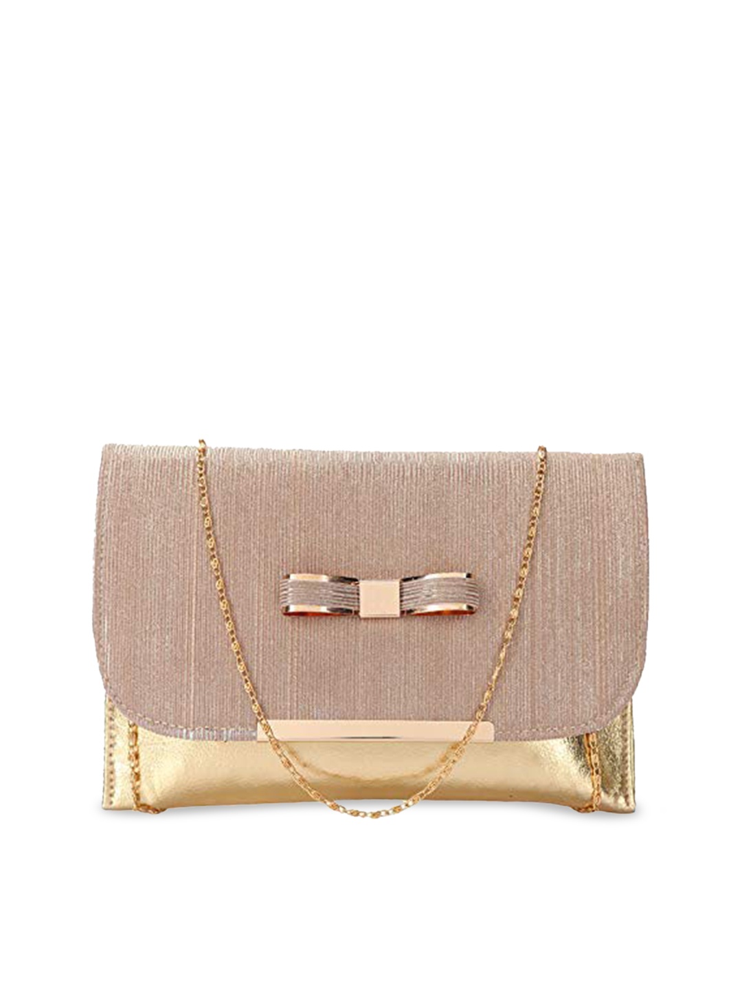 

DN Creation Gold-Toned PU Half Moon Satchel with Bow Detail