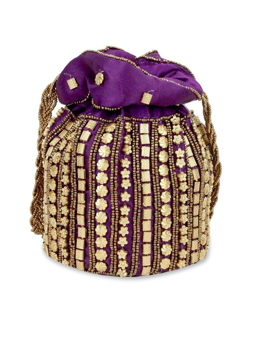 

DN Creation Purple Embellished PU Bucket Satchel