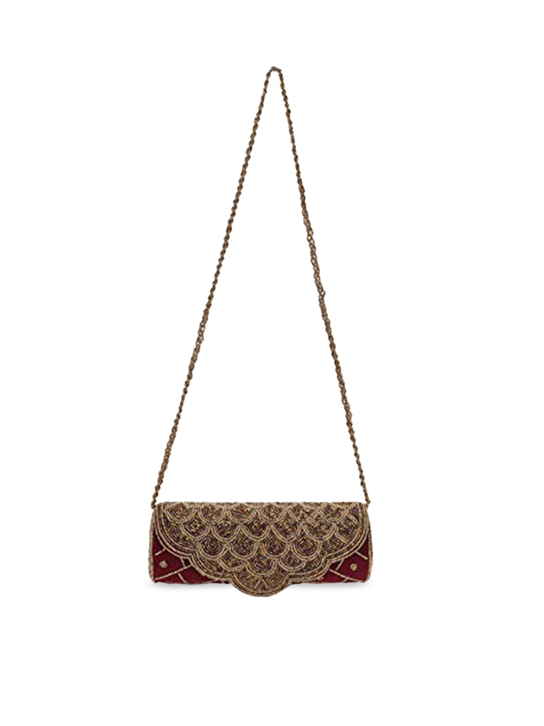 

DN Creation Maroon Embellished PU Structured Handheld Bag