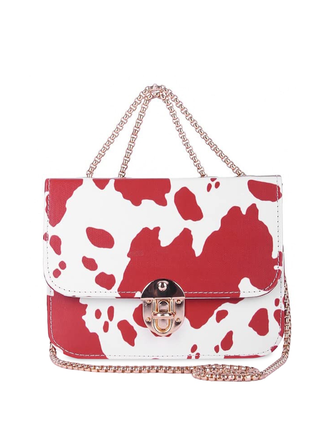 

DN Creation Red Printed PU Shopper Tote Bag with Bow Detail