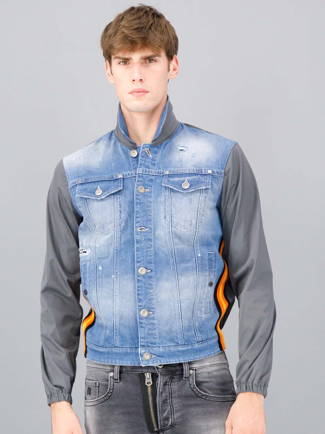 

FREESOUL Men Blue Washed Crop Denim Jacket