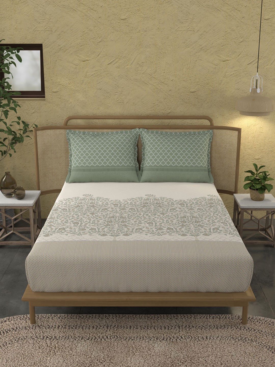 

MYTRIDENT Unisex Beige Bedsheets