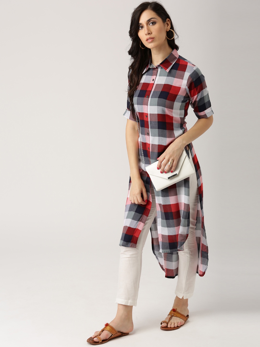

Libas Women Multicoloured Checked Straight Kurta, Multi