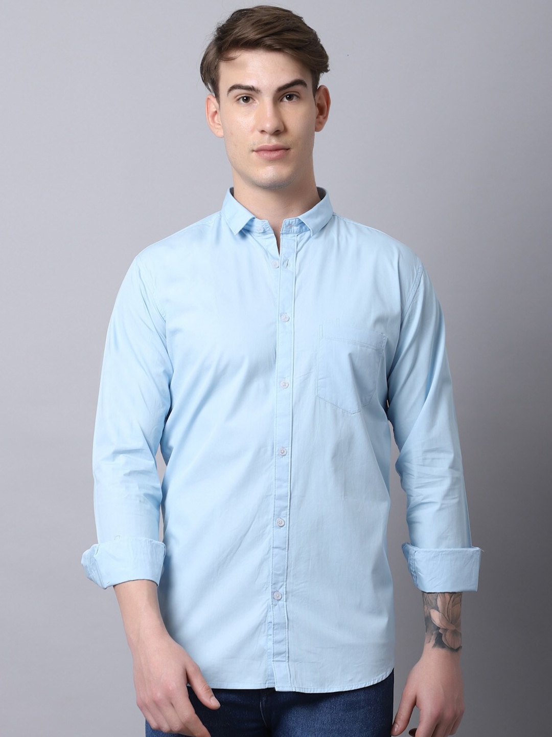 

Majestic Man Men Blue Slim Fit Pure Cotton Casual Shirt