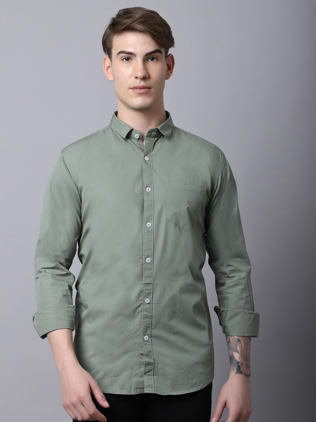 

Majestic Man Men Green Slim Fit Pure Cotton Casual Shirt