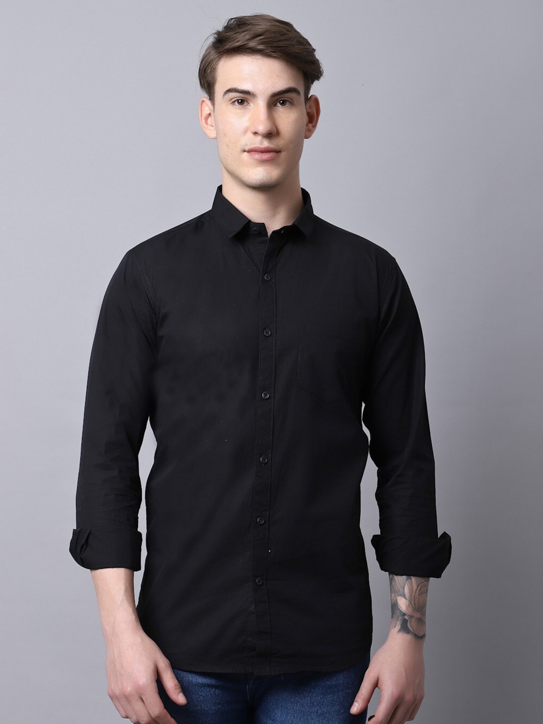 

Majestic Man Men Black Slim Fit Pure Cotton Casual Shirt