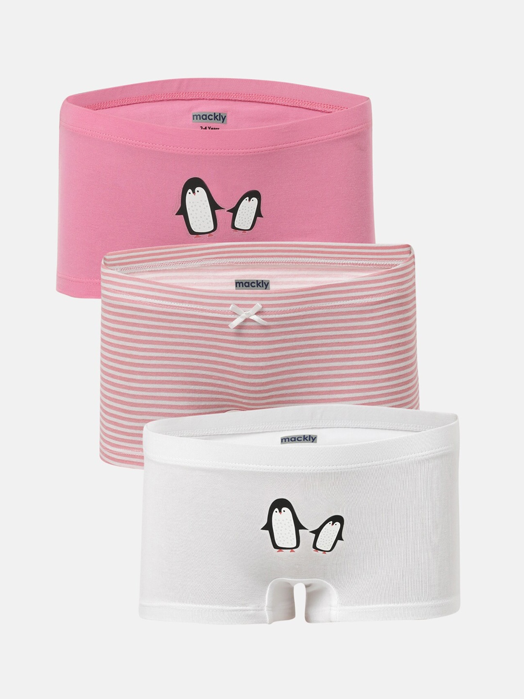 

mackly Girls Pack of 3 Printed Boxer Brief, Pink