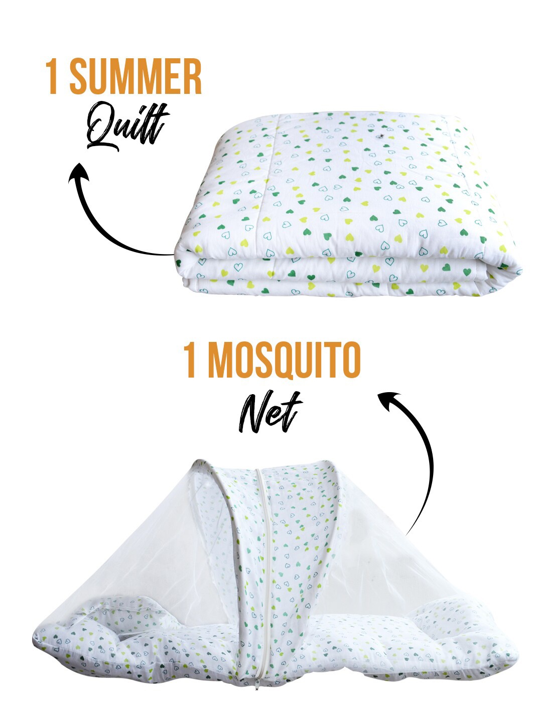 

Moms Home Kids Organic Cotton Mosquito Net & Quilt Combo, Green