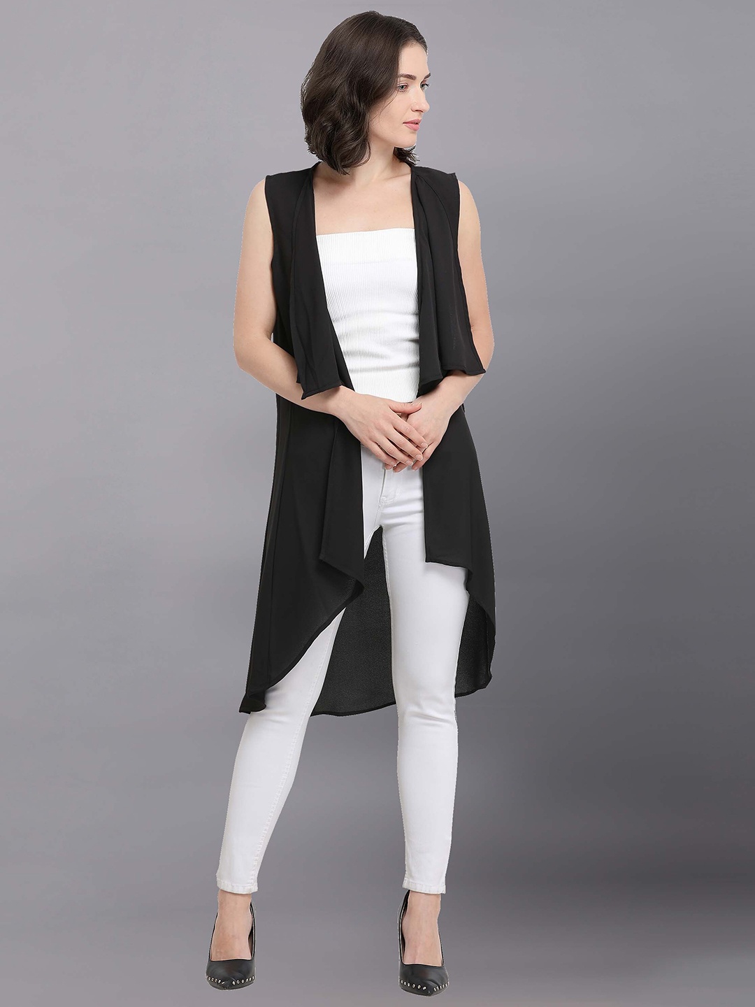 

Fashfun Women Longline Shrug, Black