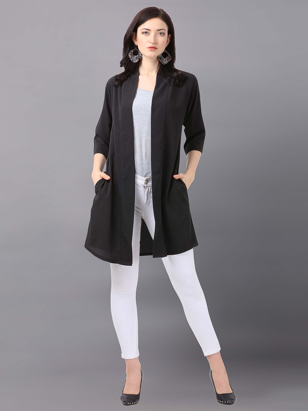 

Fashfun Women Longline Shrug, Black