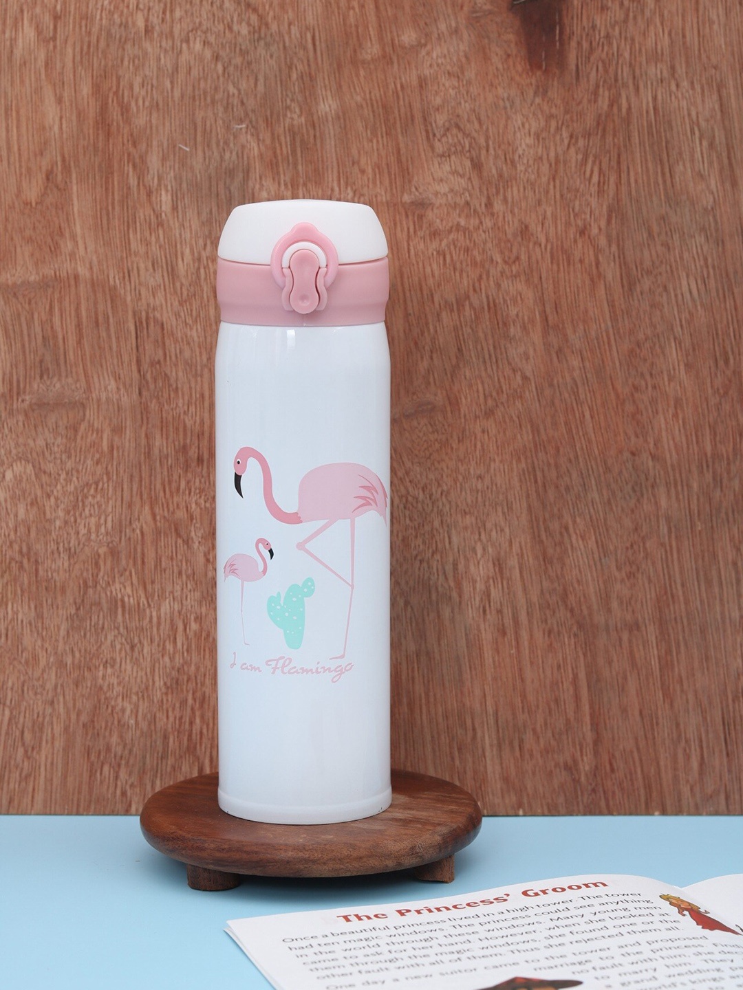 

Yellow Bee Kids White & Pink Printed Flamingo Hot & Cold Thermos Flask