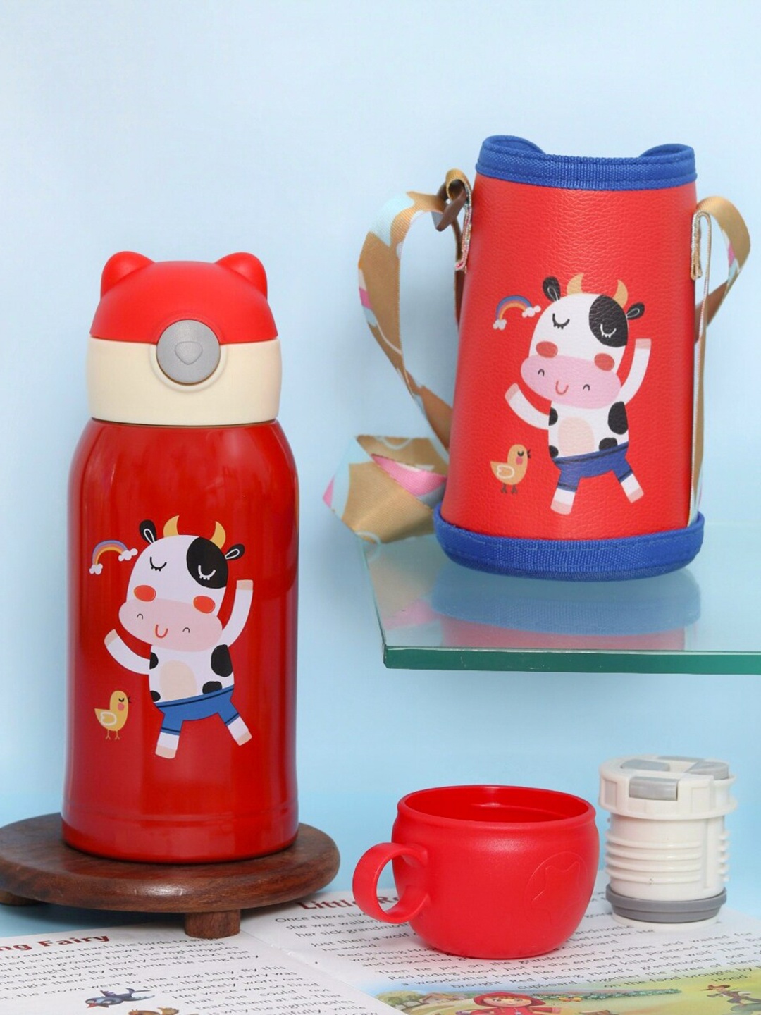 

Yellow Bee Kids Red Printed Stainless Steel Thermos Flask Water Bottle