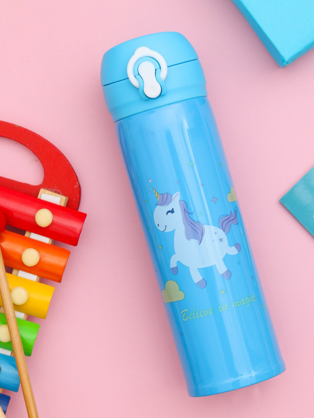 

Yellow Bee Kids Blue Unicorn Printed Hot & Cold Thermos Flask - 500ML