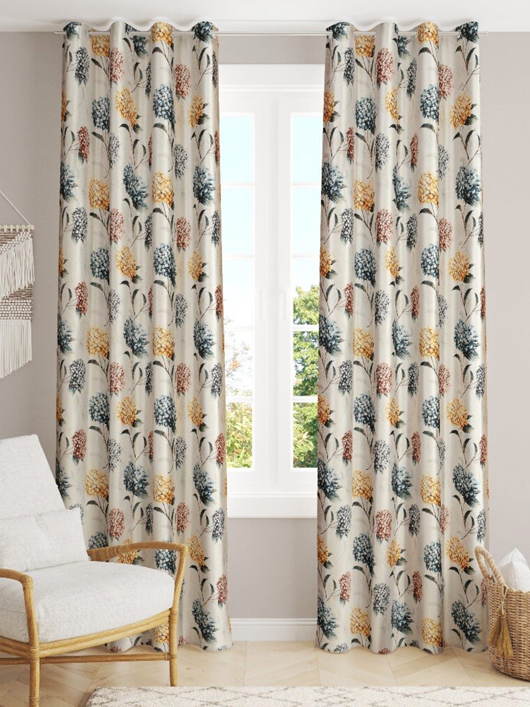 

Slushy Mushy Set of 2 Floral Door Curtain, Navy blue