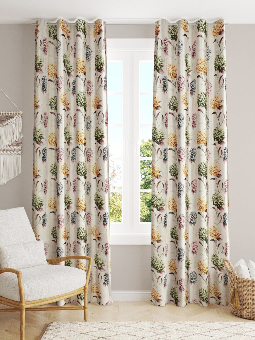 

Slushy Mushy Set of 2 Floral Long Door Curtain, Green