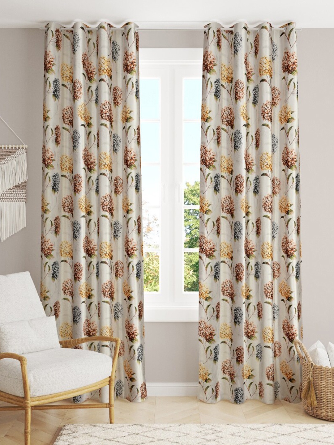 

Slushy Mushy Set of 2 Floral Long Door Curtain, Yellow