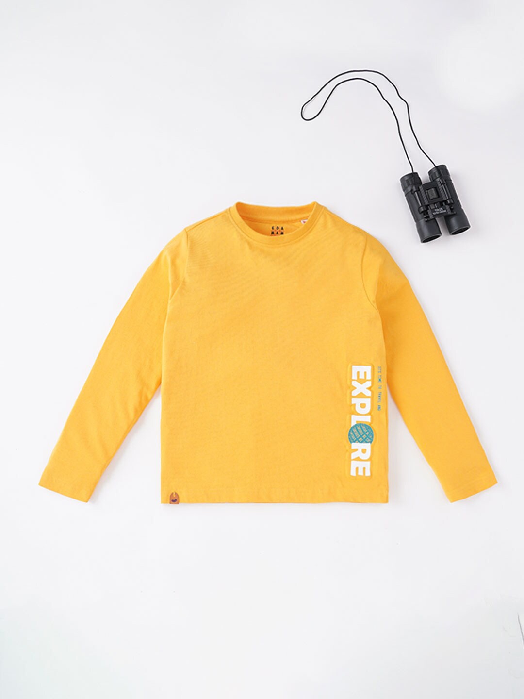 

Ed-a-Mamma Boys Mustard Yellow Typography T-shirt