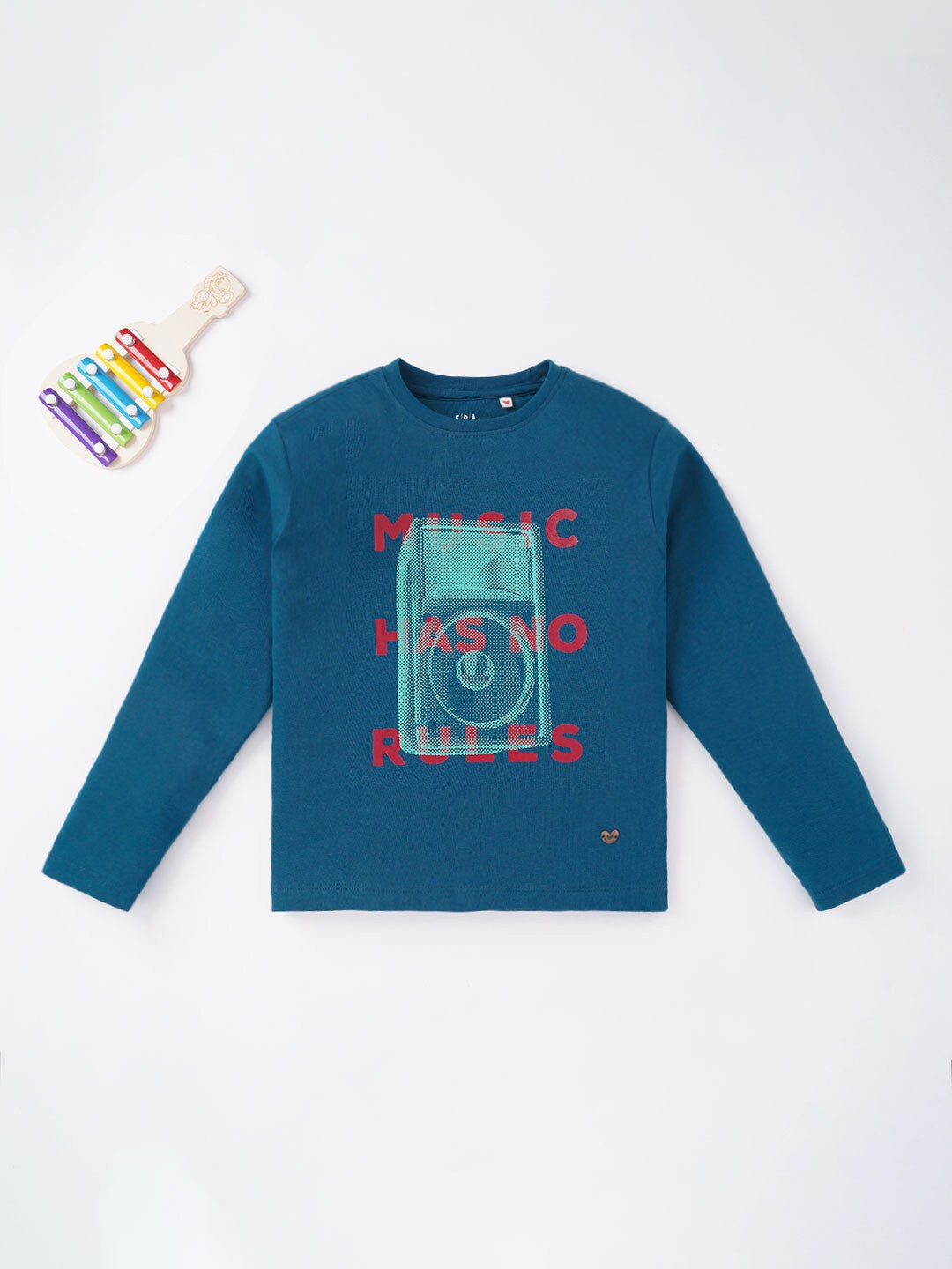 

Ed-a-Mamma Boys Blue Printed Cotton T-shirt
