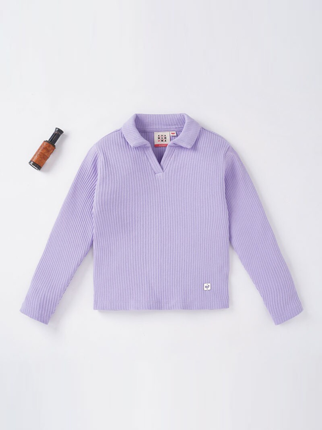 

Ed-a-Mamma Girls Lavender Polo Collar Cotton T-shirt