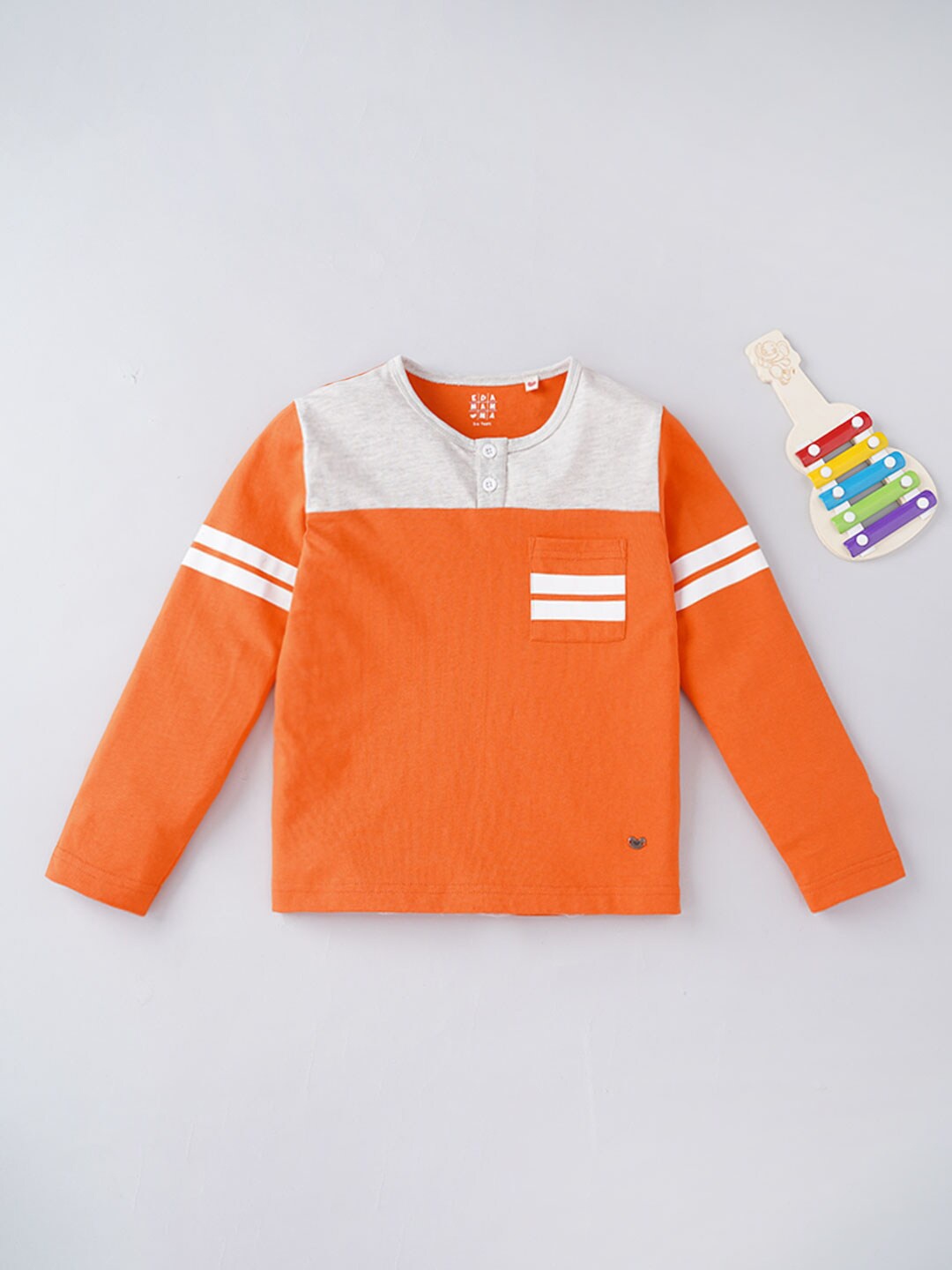 

Ed-a-Mamma Boys Orange & White Colourblocked T-shirt