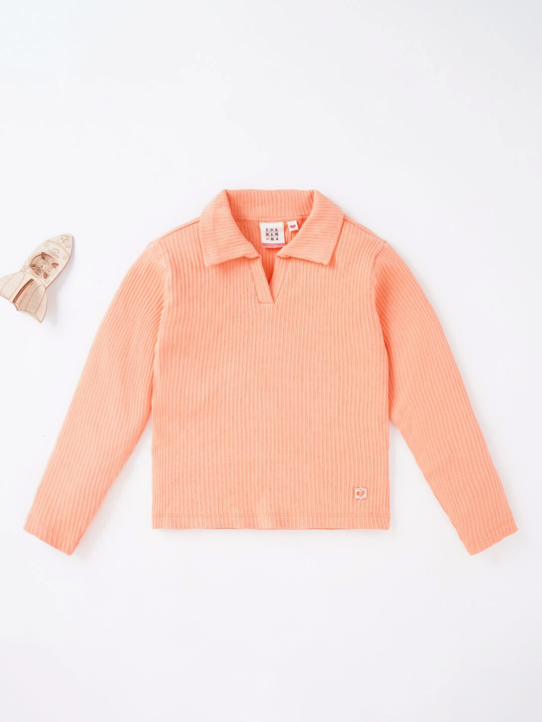 

Ed-a-Mamma Girls Orange Striped Polo Collar Sustainable T-shirt