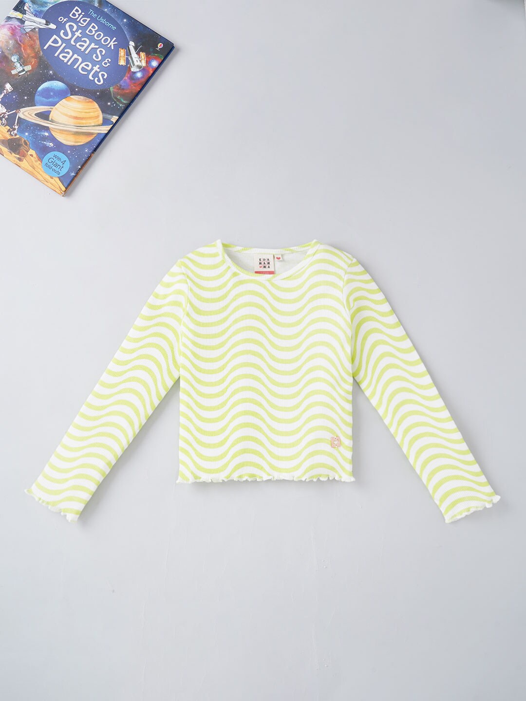 

Ed-a-Mamma Girls Green & White Striped Sustainable T-shirt