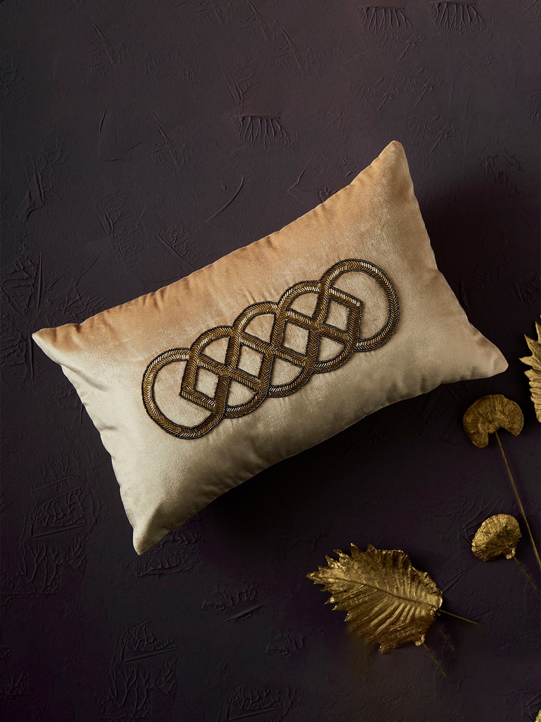 

Home Centre Embellished Rectangle Cushion Covers, Gold