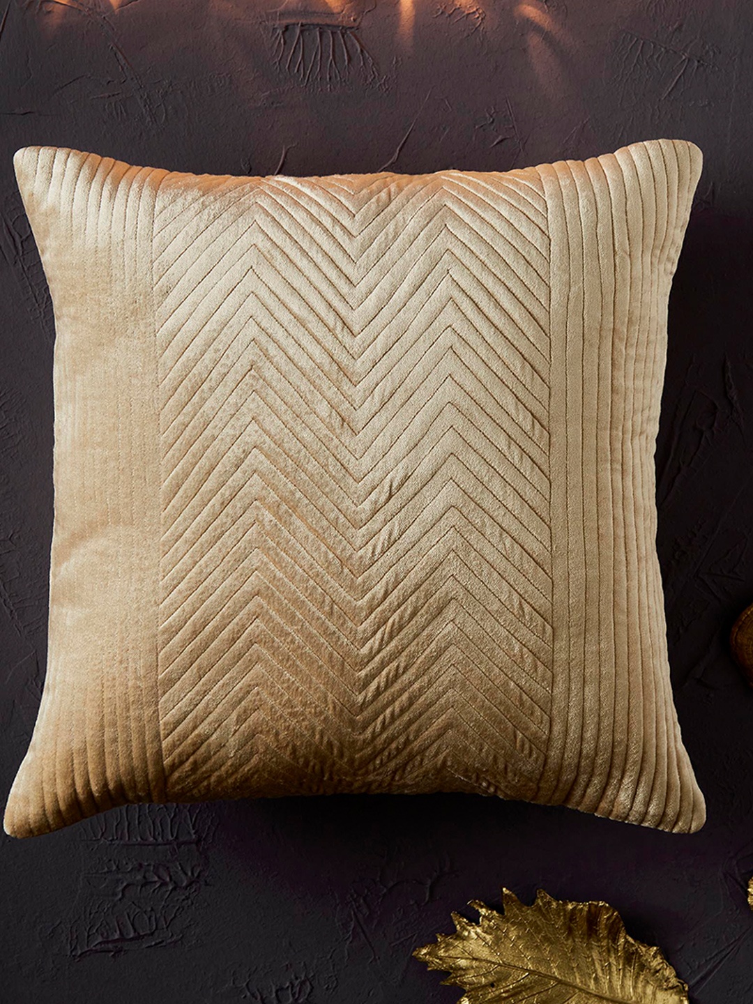 

Home Centre Extravagance Dawlish Textured Velvet Cushion Cover, Beige