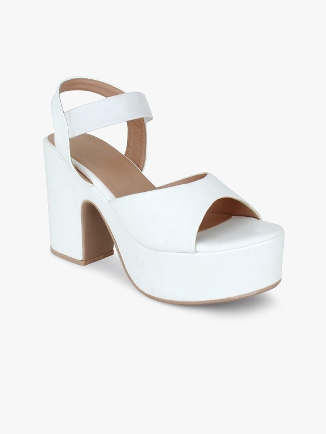 

Glitzy Galz White Textured High-Top Platform Peep Toes