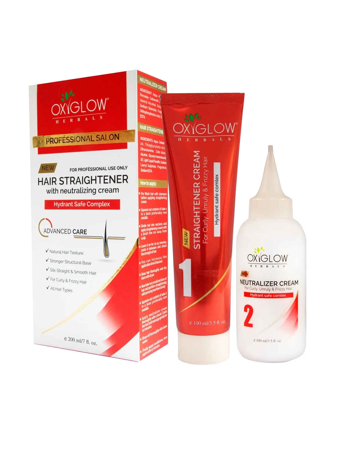 

Oxyglow Set Of 2 White Hair Straightener With Neutralizing Cream