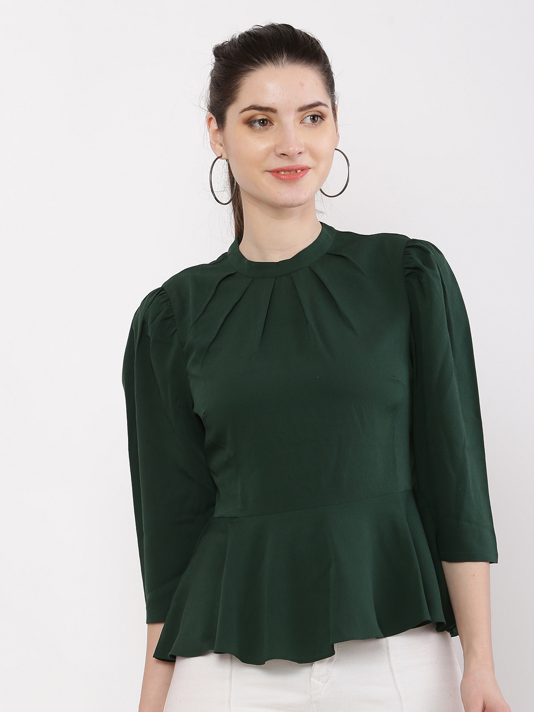 

RAASSIO Women Green Crepe Top