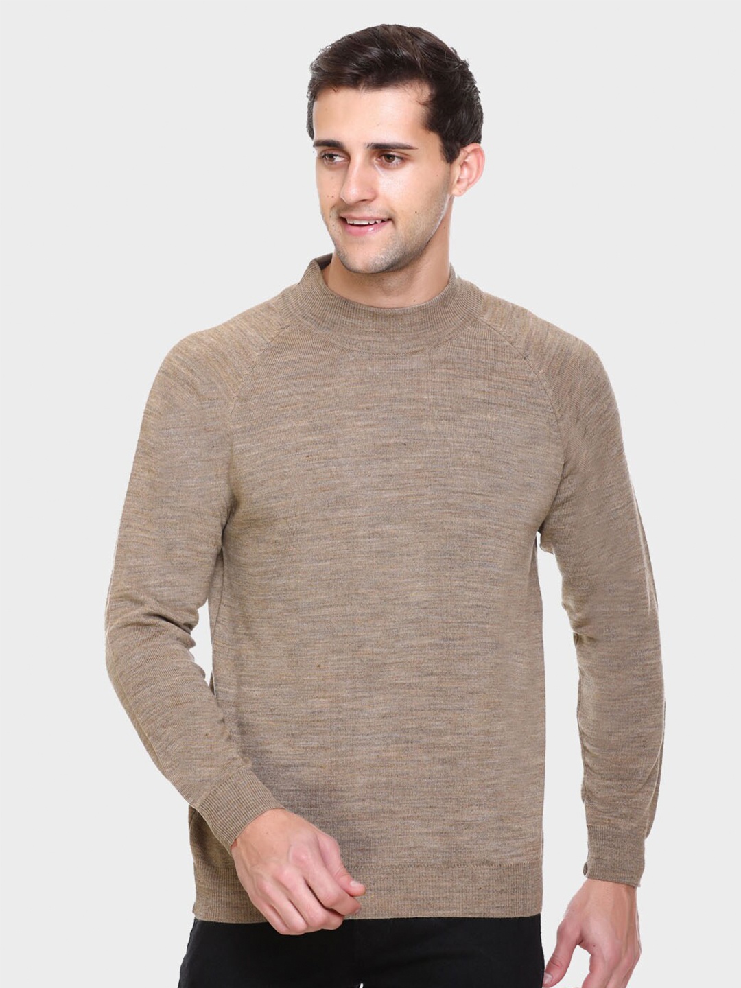 

aarbee Men Camel Brown Solid Pullover