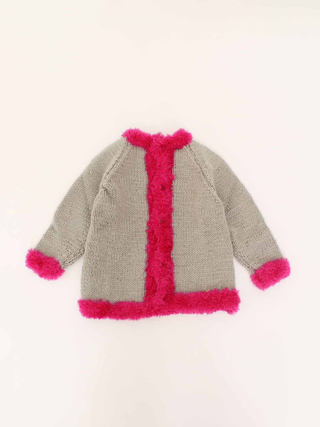 

Woonie Kids Grey & Pink Full Sleeves Cardigan