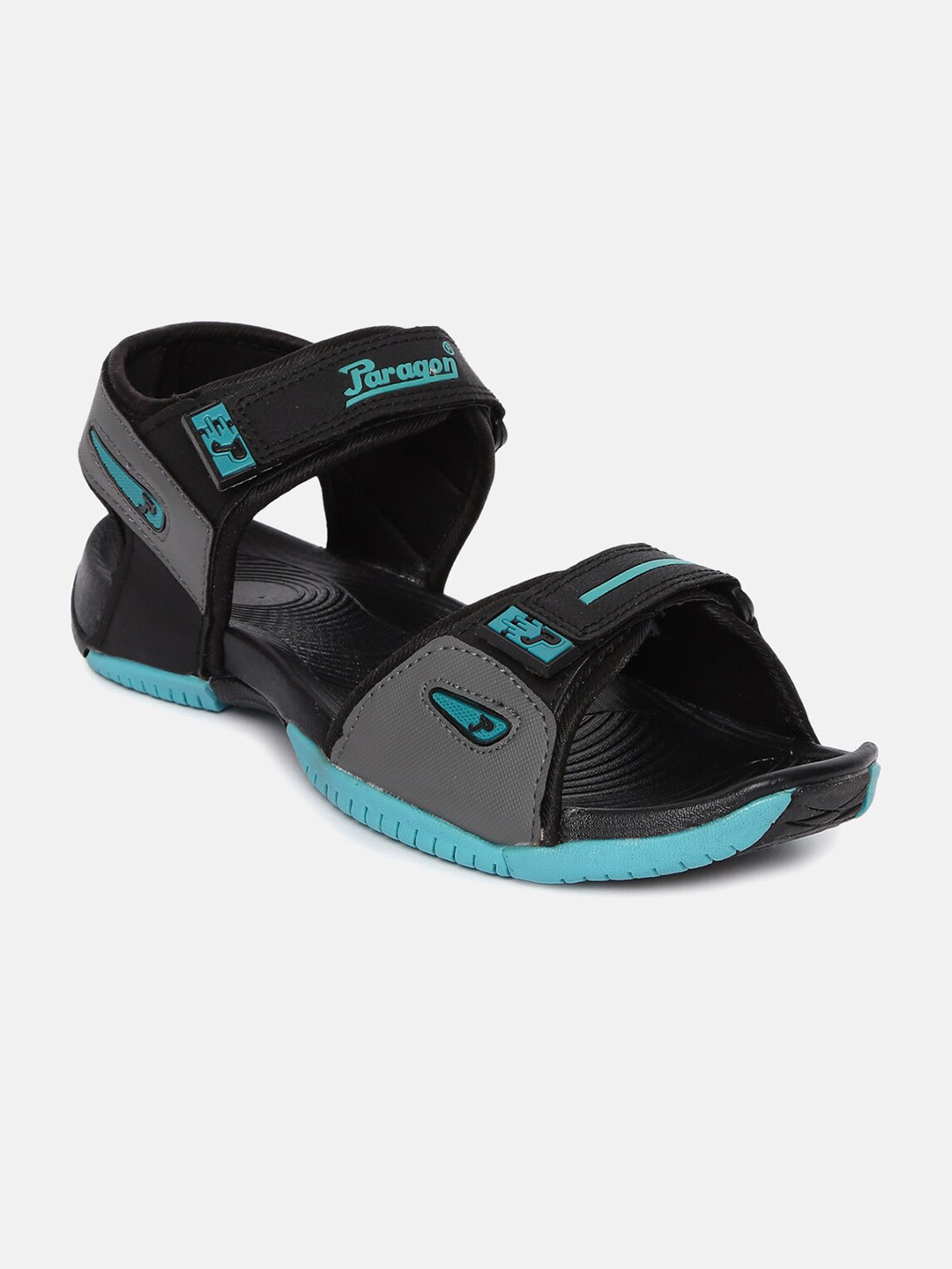 

Paragon Men Blue & Black Solid Sports Sandals