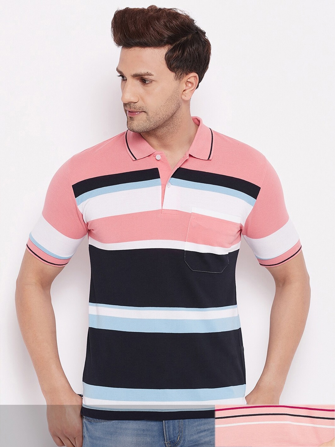 

FirstKrush Men 2 Striped Polo Collar Applique T-shirt, Na