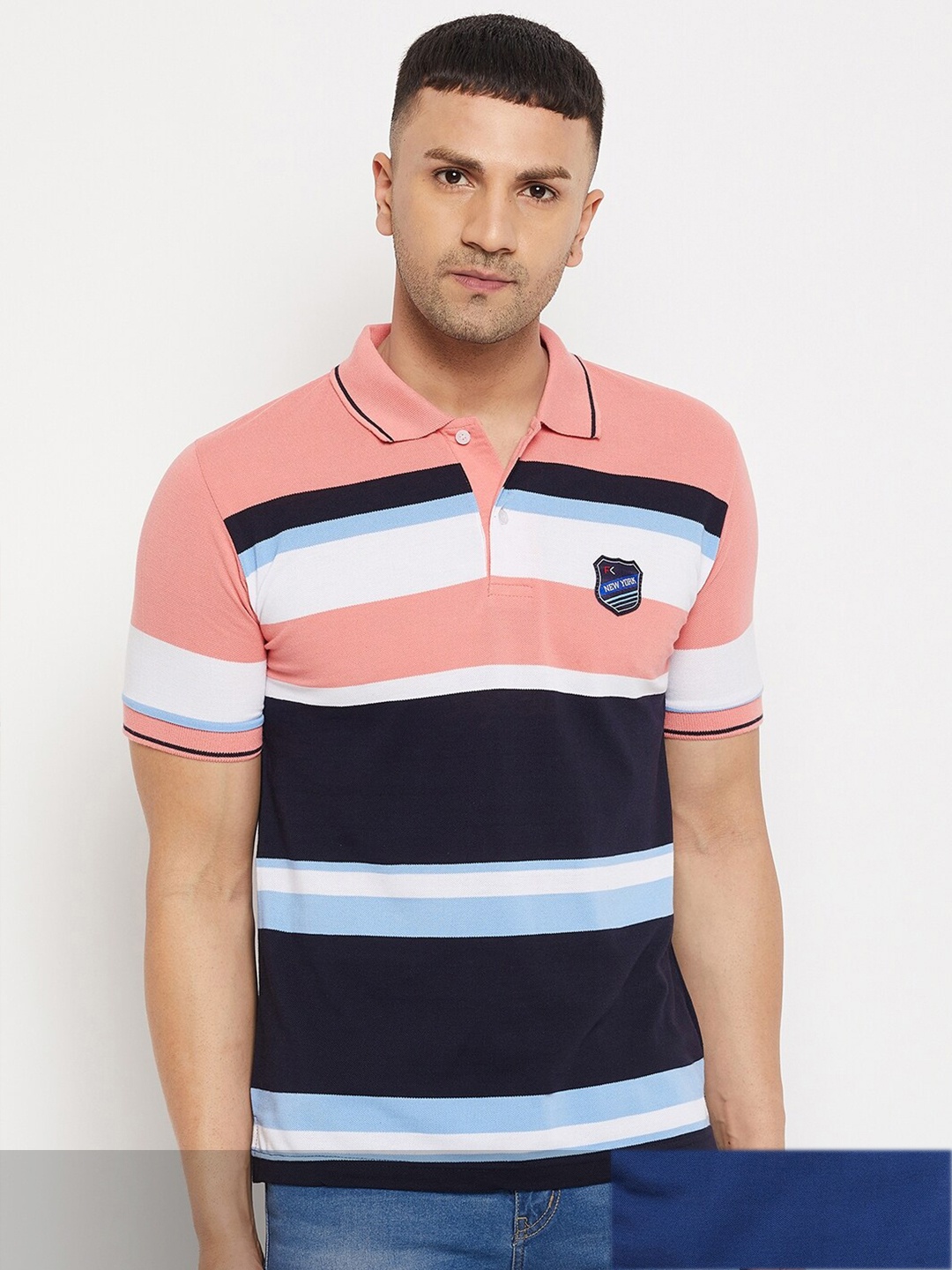 

FirstKrush Men 2 Striped Polo Collar T-shirt, Na