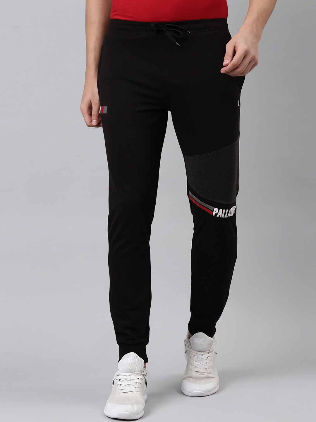

DIXCY SCOTT Men Charcoal Black Solid Cotton Joggers