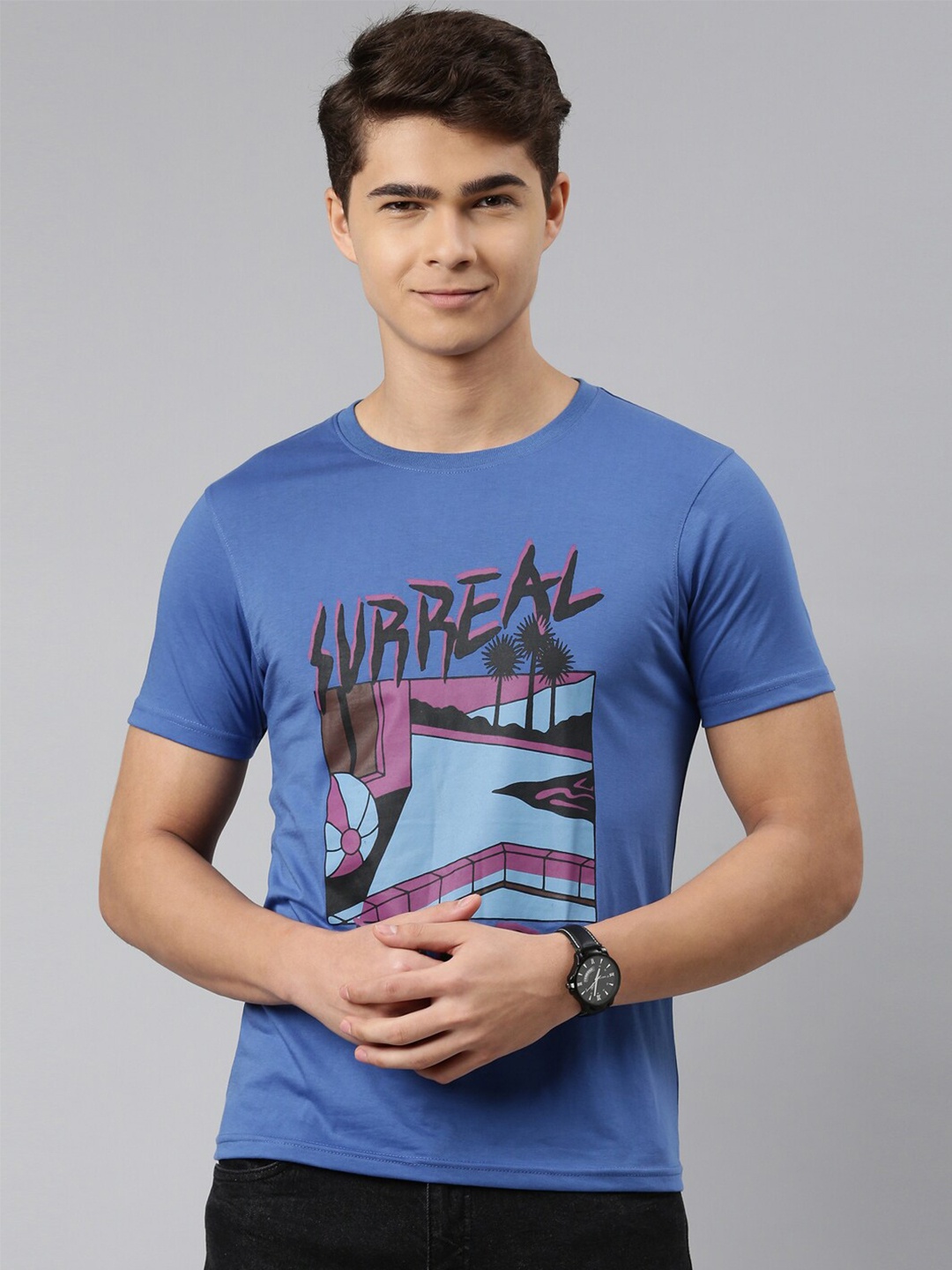 

DIXCY SCOTT Men Blue Printed T-shirt