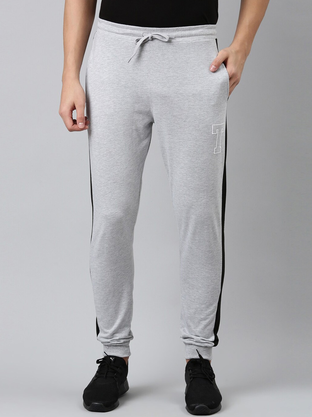 

DIXCY SCOTT Men Grey Melange Solid Cotton Joggers