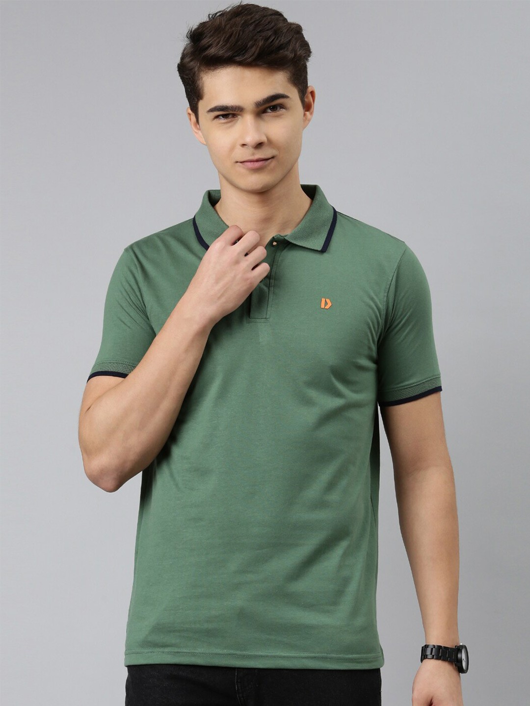 

DIXCY SCOTT Men Blue Polo Collar T-shirt