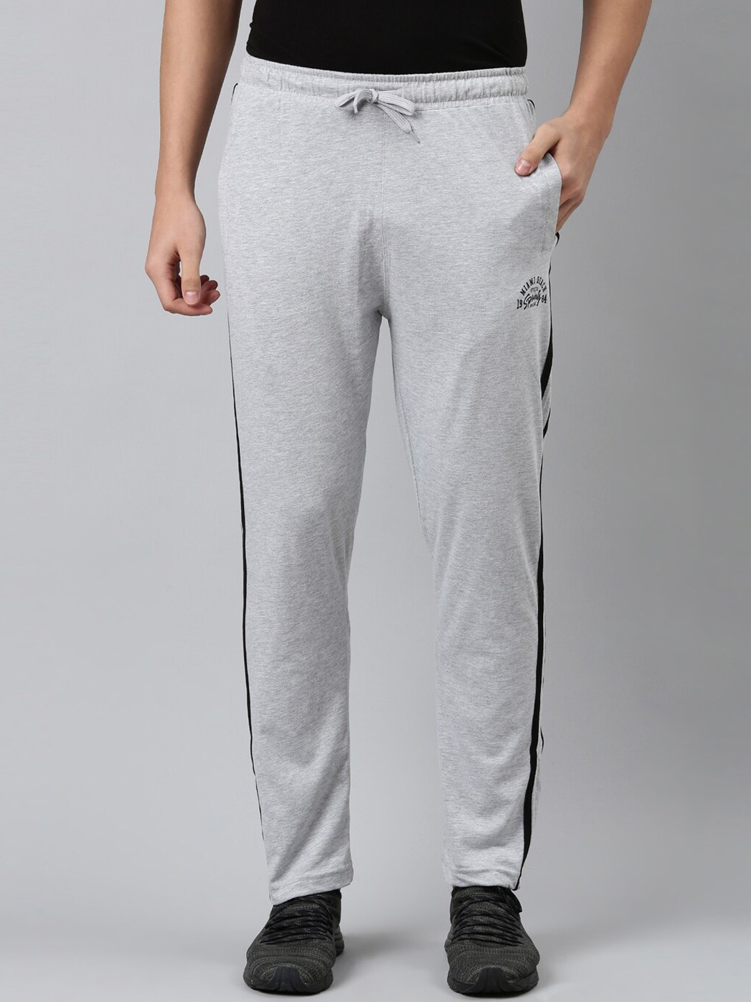

DIXCY SCOTT Men Grey Melange Solid Cotton Track Pants