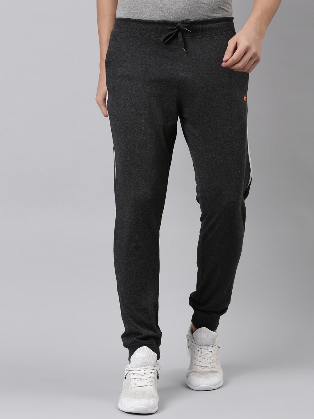 

DIXCY SCOTT Men Charcoal Grey Solid Cotton Joggers